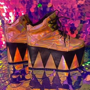 YRU black and gold platform shoes